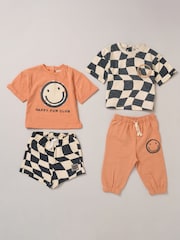 Lily & Jack Orange 4-Piece Mix and Match Printed 100% Cotton T-Shirts, Short and Joggers Set - Image 1 of 5