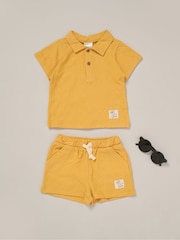 Lily & Jack Yellow Jacquard 100% Cotton Jersey Polo Shirt, Shorts and Sunglasses Outfit Set - Image 1 of 5