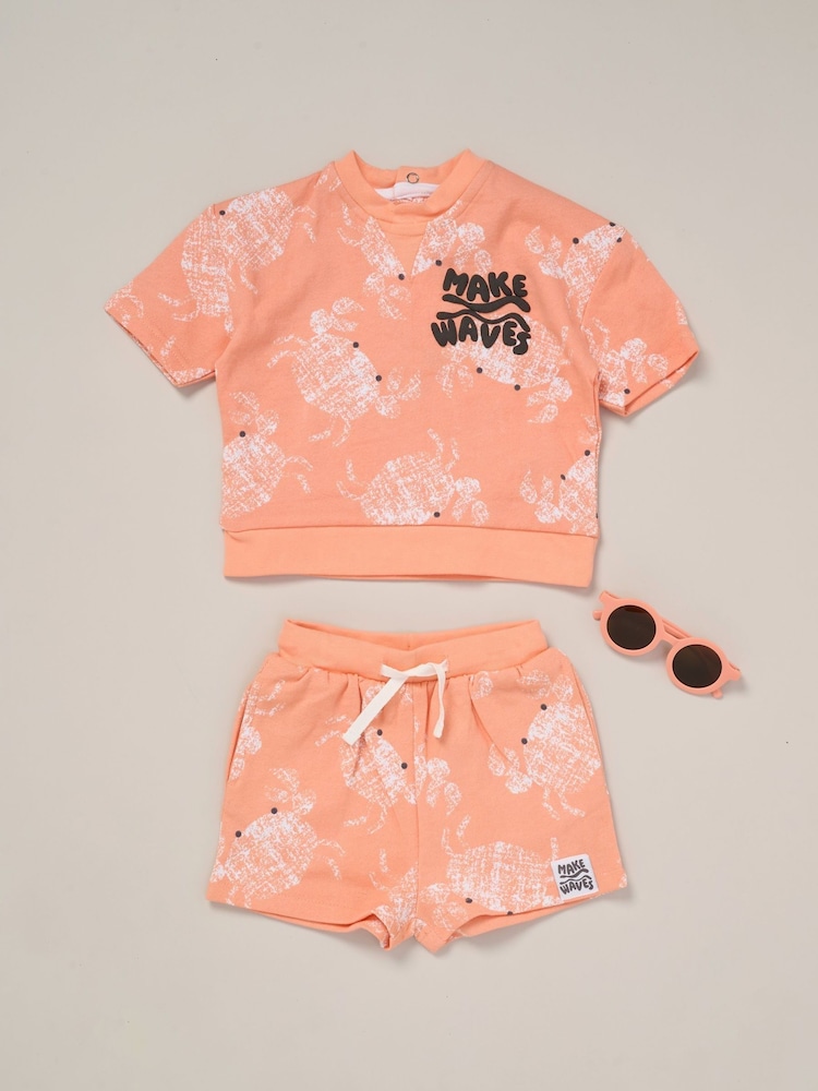 Lily & Jack Printed 100% Cotton T-Shirt, Shorts and Round Sunglasses Outfit Set - Image 1 of 5
