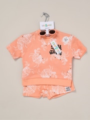 Lily & Jack Printed 100% Cotton T-Shirt, Shorts and Round Sunglasses Outfit Set - Image 2 of 5