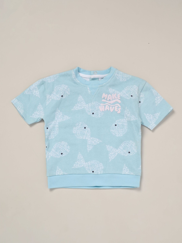 Lily & Jack Printed 100% Cotton T-Shirt, Shorts and Round Sunglasses Outfit Set - Image 4 of 5
