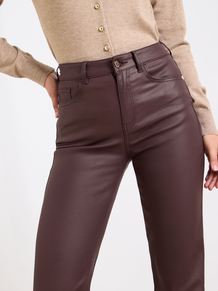 Lipsy Cherry Red Coated Petite Mid Rise Wide Leg Jeans - Image 4 of 4 Lipsy Cherry Red Coated Petite Mid Rise Wide Leg Jeans - Image 4 of 4
