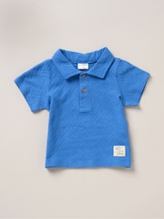 Lily & Jack Blue Jacquard Jersey 100% Cotton Polo Shirt, Shorts and Sunglasses Outfit Set - Image 4 of 5