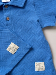 Lily & Jack Blue Jacquard Jersey 100% Cotton Polo Shirt, Shorts and Sunglasses Outfit Set - Image 5 of 5