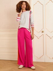 Love & Roses Grey Rainbow Side Stripe Petite Crew Neck Knit Jumper - Image 4 of 5