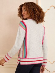 Love & Roses Grey Rainbow Side Stripe Petite Crew Neck Knit Jumper - Image 5 of 5