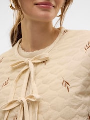 VERO MODA Cream Quilted Tie Front Short Jacket - Image 5 of 5