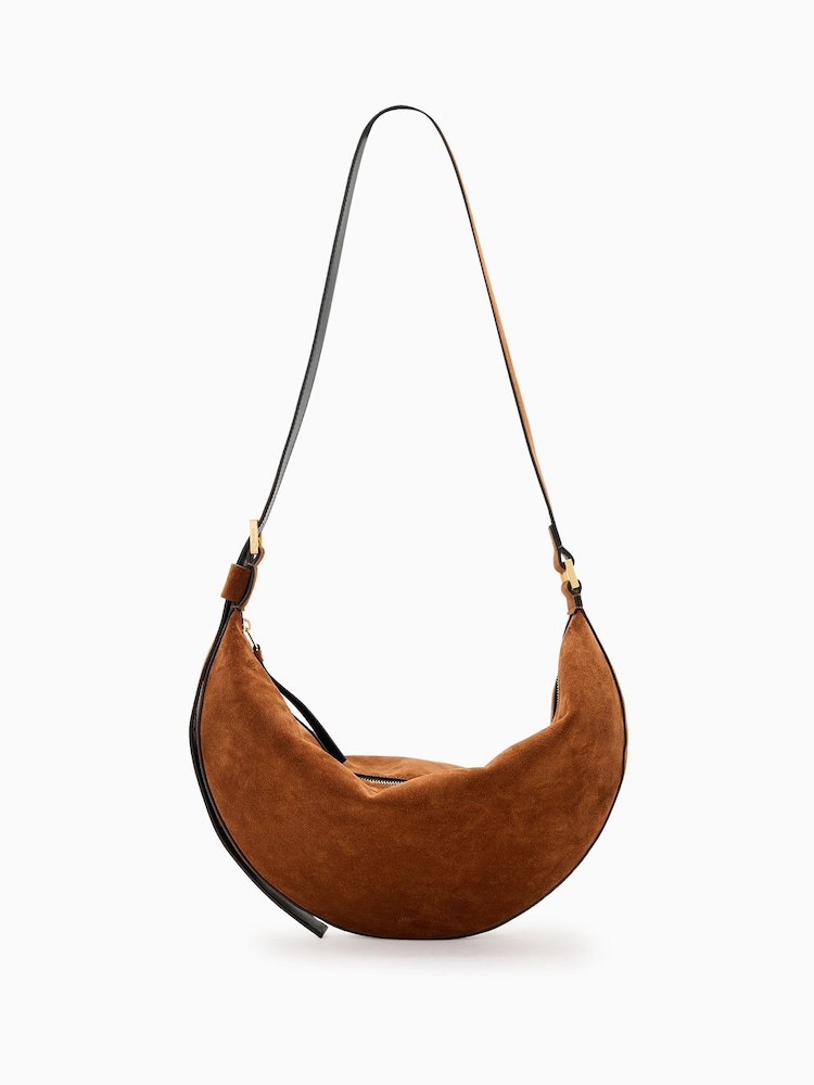 AllSaints Tan Half Moon Shoulder Bag - Image 1 of 7