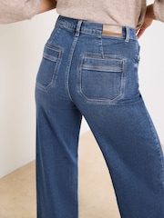 Lipsy Mid Wash Blue Crop Wide Leg Jeans - Image 4 of 4