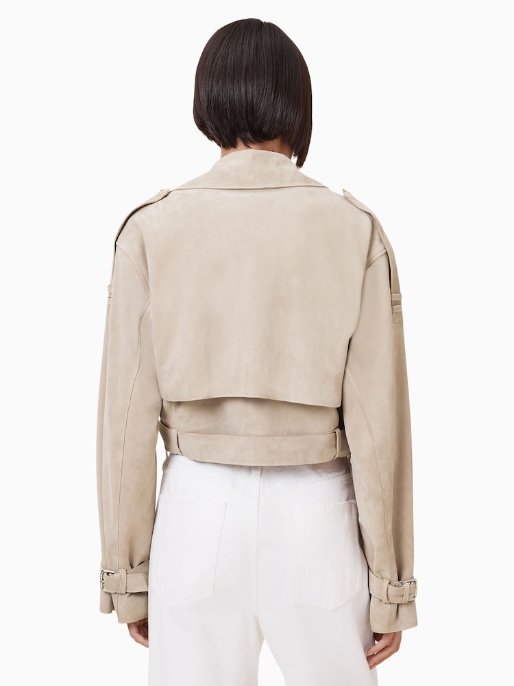 AllSaints Natural Ophelia Suede Jacket - Image 7 of 8