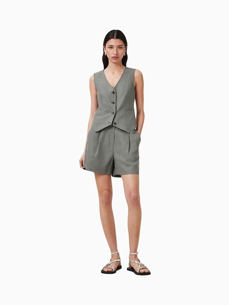 AllSaints Grey Averie Lin Shorts - Image 1 of 8
