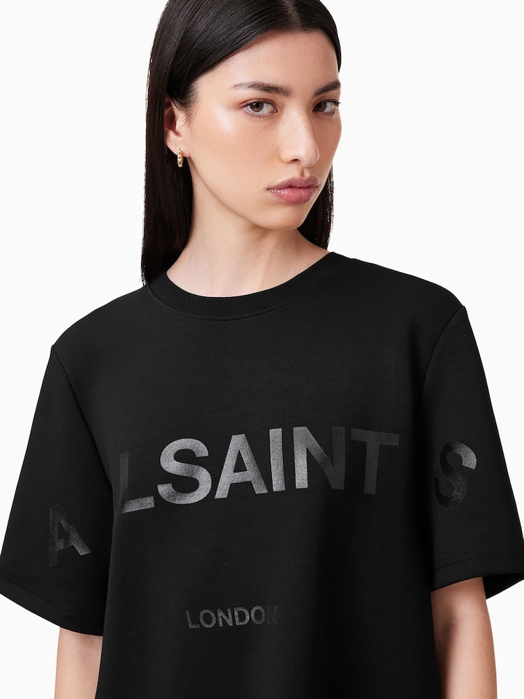 AllSaints Black Lini Biggy T-Shirt - Image 2 of 6 AllSaints Black Lini Biggy T-Shirt - Image 2 of 6