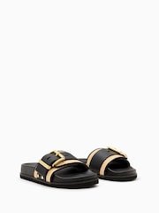 AllSaints Brown Ellie Raffia Sliders - Image 3 of 6