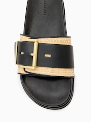 AllSaints Brown Ellie Raffia Sliders - Image 5 of 6