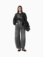 AllSaints Black Dana Leather Bomber Jacket - Image 1 of 10