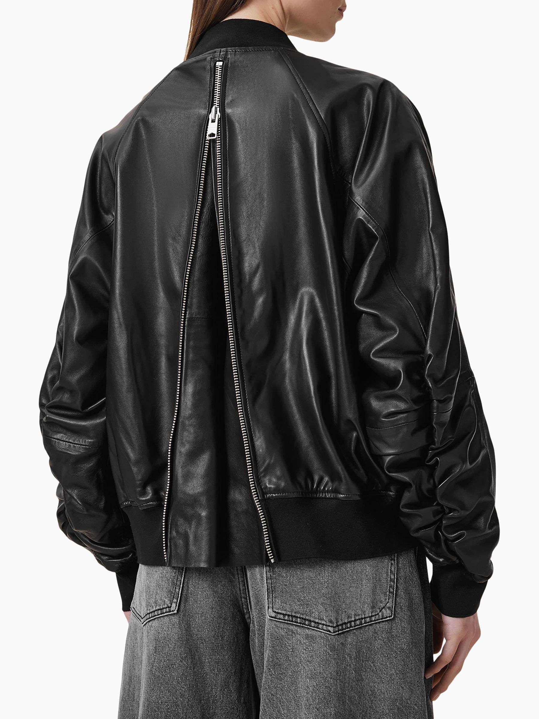 Buy AllSaints Black Dana Leather Bomber Jacket from Next USA