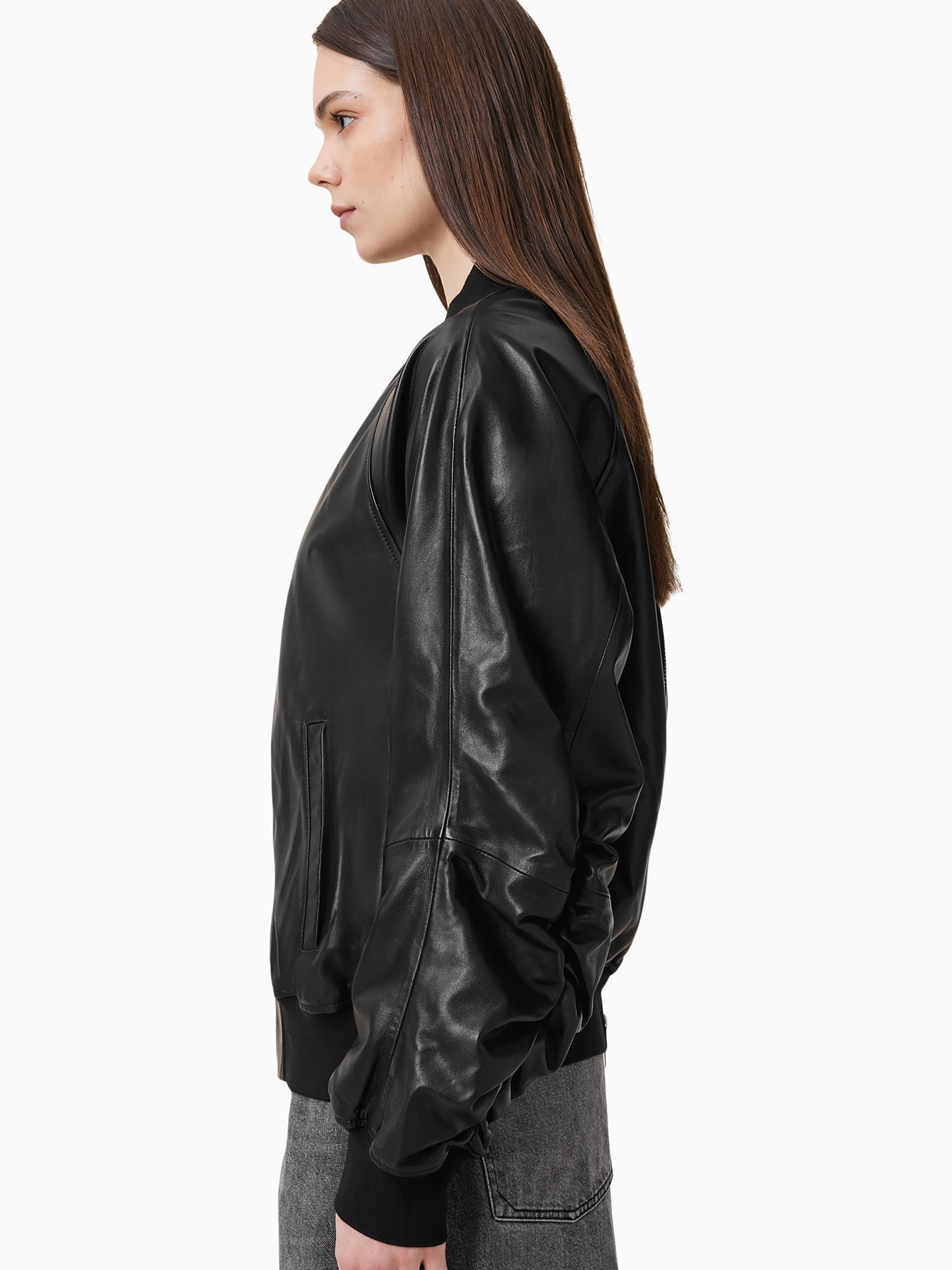 Buy AllSaints Black Dana Leather Bomber Jacket from Next USA