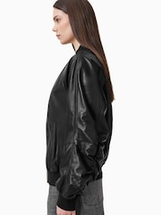 AllSaints Black Dana Leather Bomber Jacket - Image 5 of 10