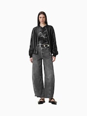 AllSaints Black Dana Leather Bomber Jacket - Image 6 of 10