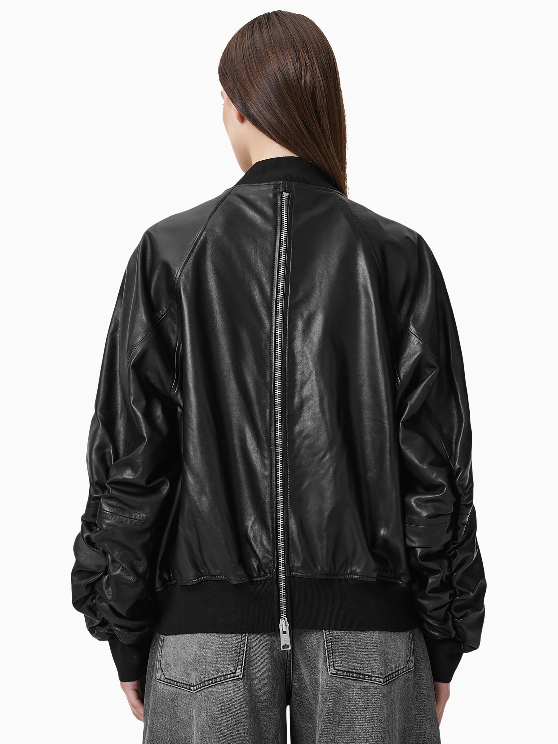 Buy AllSaints Black Dana Leather Bomber Jacket from Next USA