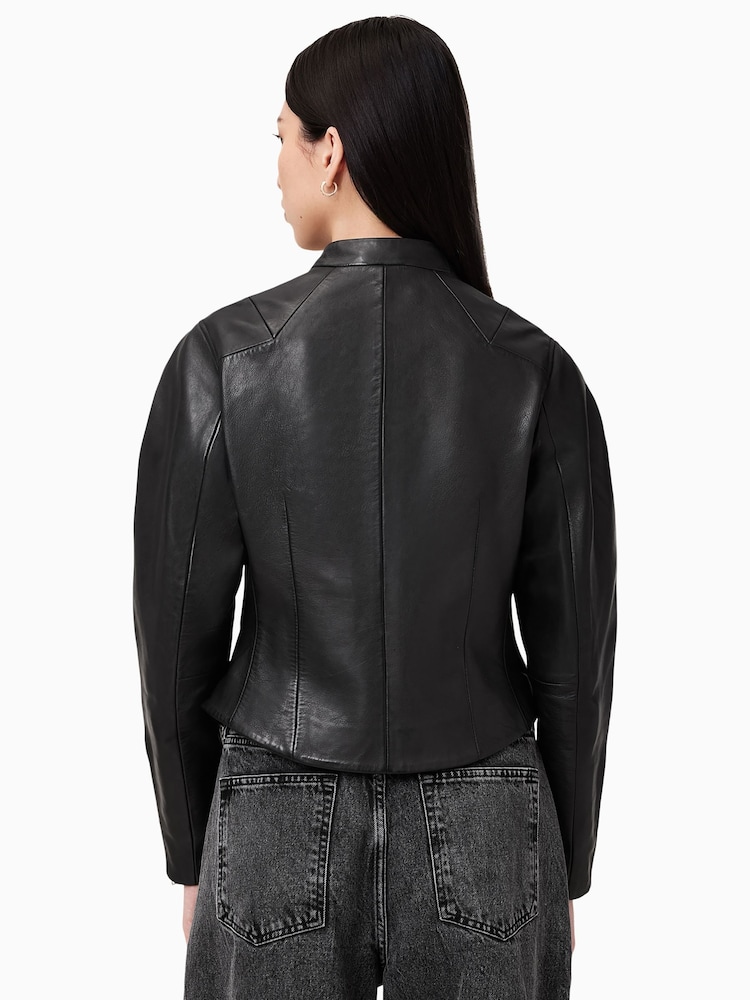 AllSaints Black Rayna Biker Jacket - Image 2 of 4