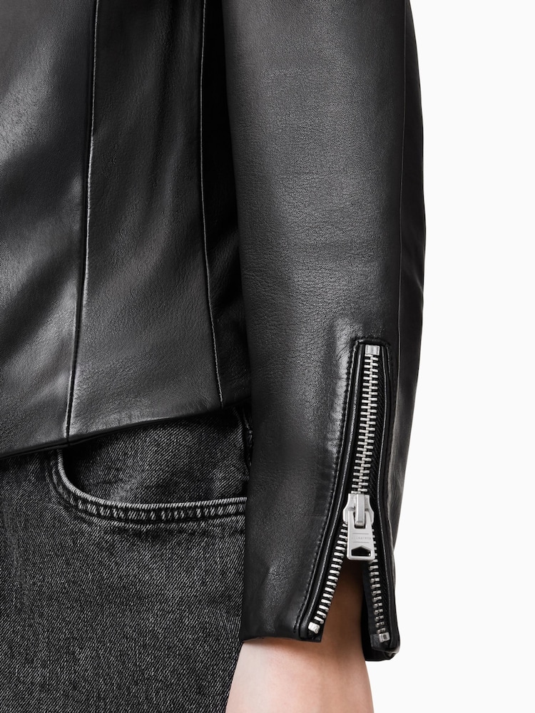 AllSaints Black Rayna Biker Jacket - Image 4 of 4