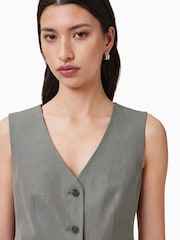 AllSaints Grey Averie Lin Waistcoat - Image 2 of 8