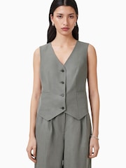 AllSaints Grey Averie Lin Waistcoat - Image 4 of 8