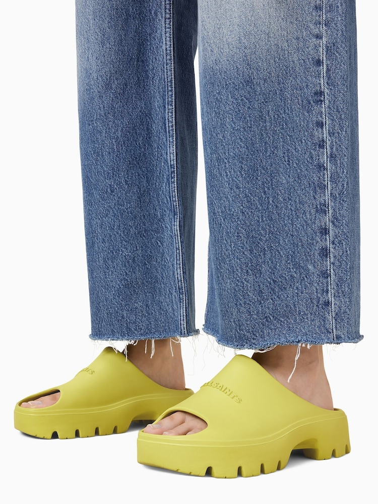 AllSaints Green Eclipse Sliders - Image 1 of 6