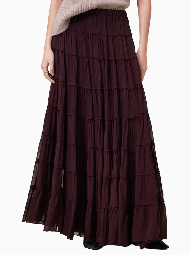 AllSaints Brown Eva Maxi Skirt - Image 2 of 7