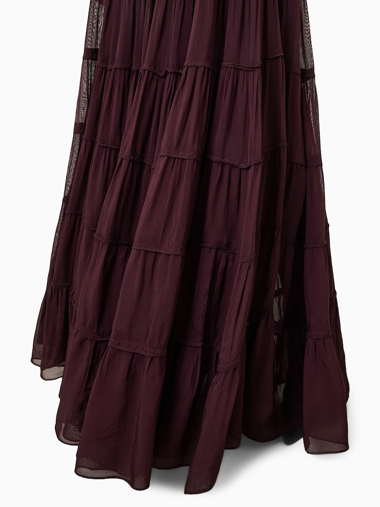 AllSaints Brown Eva Maxi Skirt - Image 4 of 7