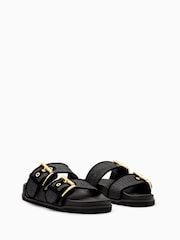 AllSaints Black Sian Raffia Sandals - Image 3 of 6