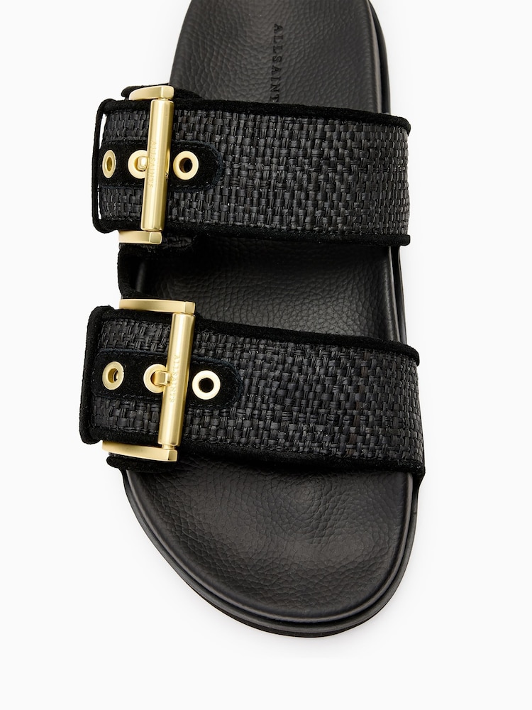 AllSaints Black Sian Raffia Sandals - Image 5 of 6