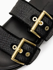 AllSaints Black Sian Raffia Sandals - Image 6 of 6