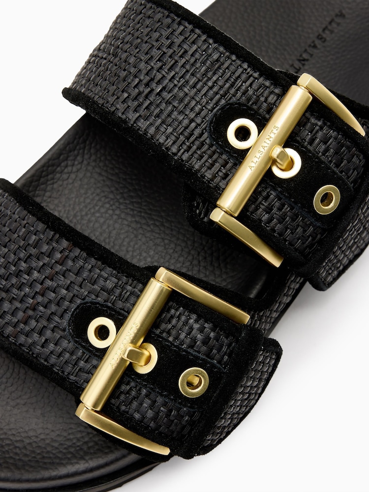 AllSaints Black Sian Raffia Sandals - Image 6 of 6