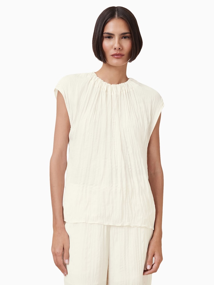 AllSaints White Trisha Crinkle Top - Image 2 of 8 AllSaints White Trisha Crinkle Top - Image 2 of 8