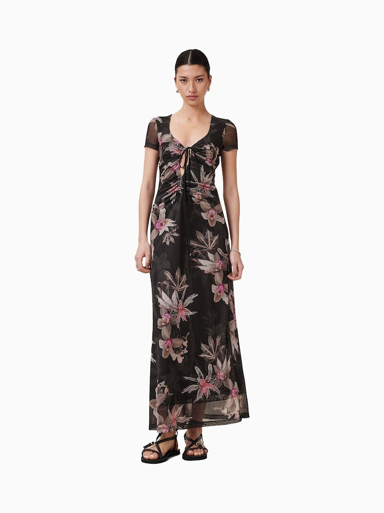 AllSaints Black Gabby Mesh Dress - Image 1 of 6