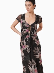 AllSaints Black Gabby Mesh Dress - Image 3 of 6