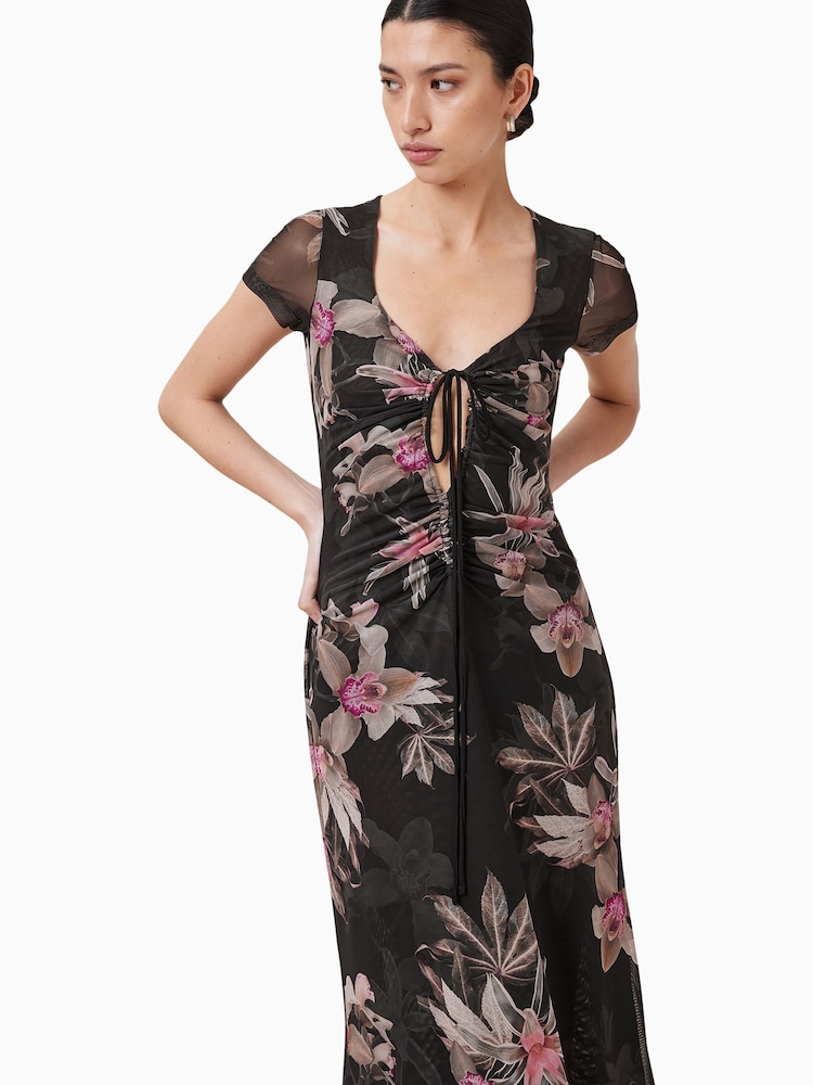 AllSaints Black Gabby Mesh Dress - Image 3 of 6