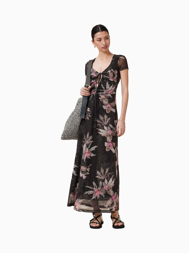 AllSaints Black Gabby Mesh Dress - Image 4 of 6