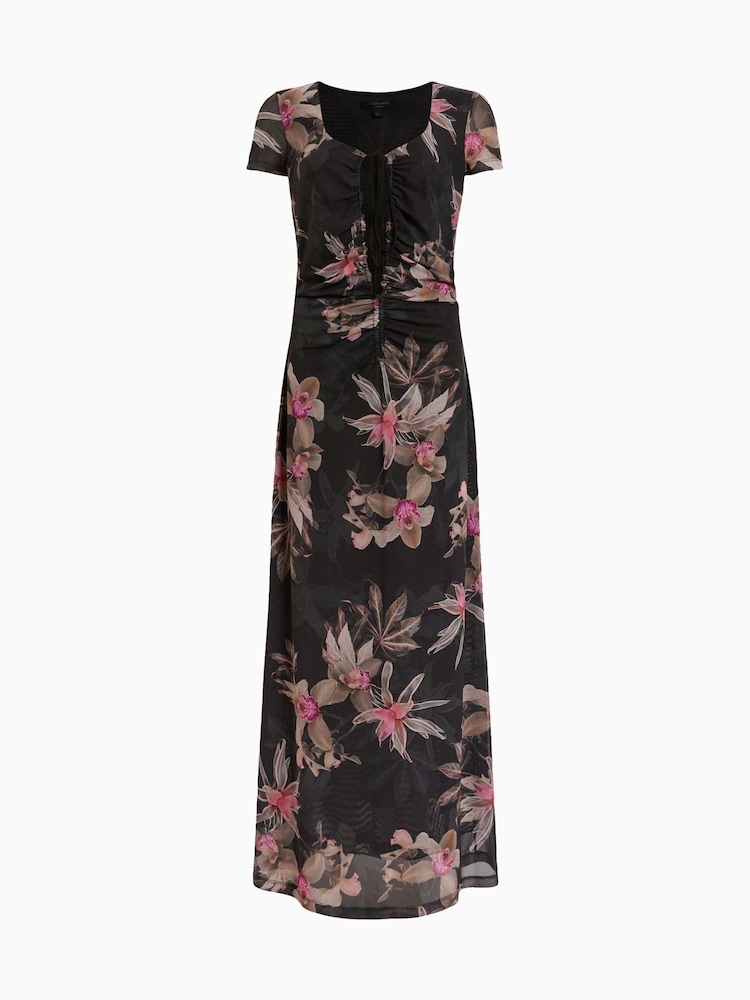 AllSaints Black Gabby Mesh Dress - Image 6 of 6