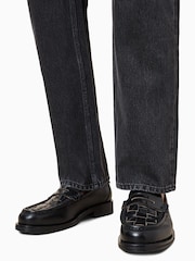 AllSaints Black Bloom Woven Loafers - Image 1 of 7