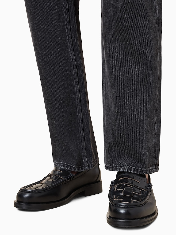 AllSaints Black Bloom Woven Loafers - Image 1 of 7
