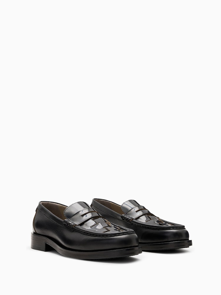AllSaints Black Bloom Woven Loafers - Image 4 of 7