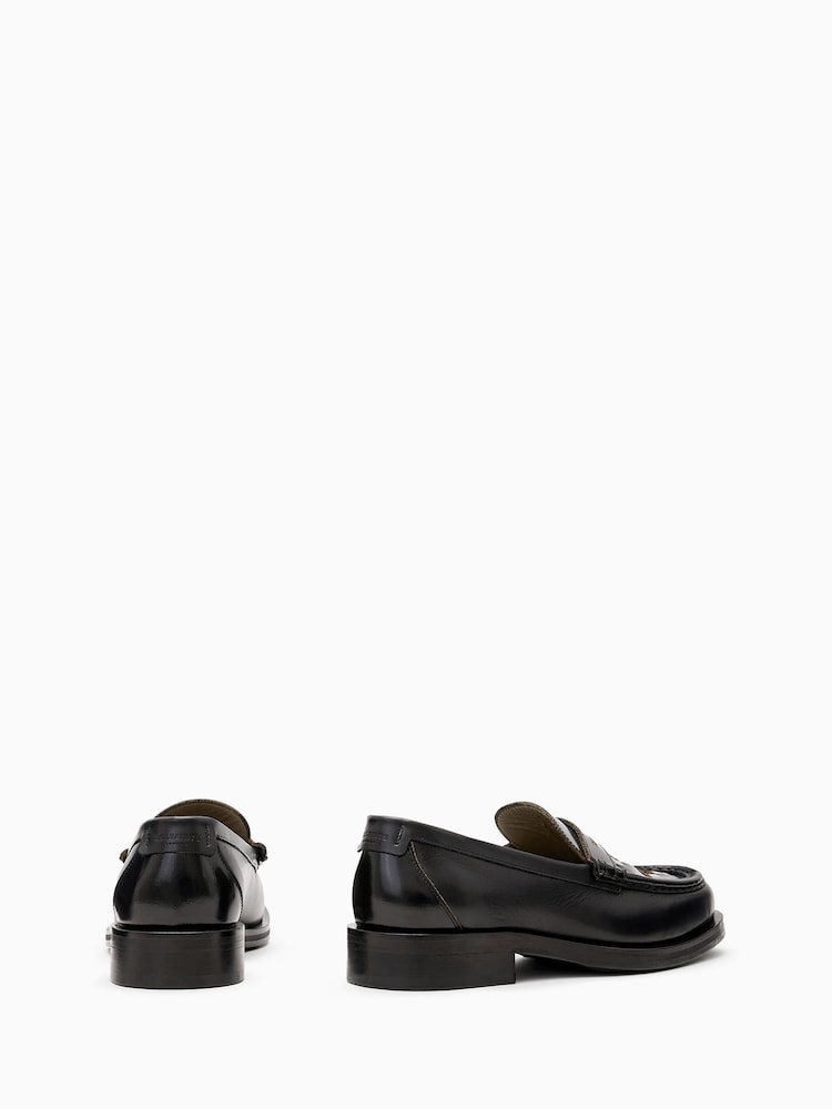 AllSaints Black Bloom Woven Loafers - Image 5 of 7