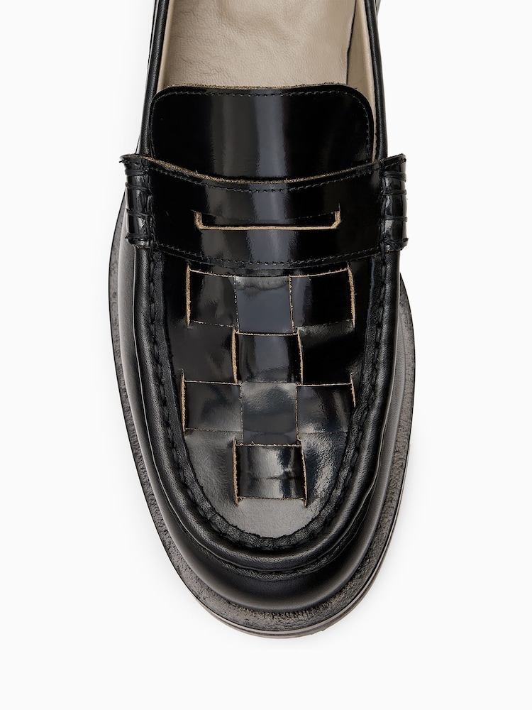 AllSaints Black Bloom Woven Loafers - Image 6 of 7