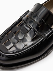 AllSaints Black Bloom Woven Loafers - Image 7 of 7