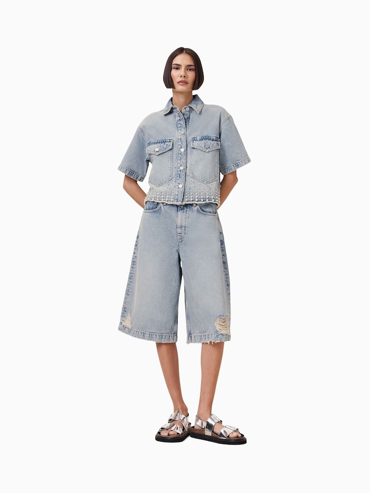 AllSaints Blue Louie Long Shorts - Image 1 of 8