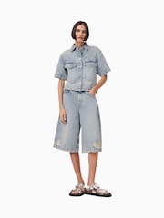 AllSaints Blue Louie Long Shorts - Image 4 of 8