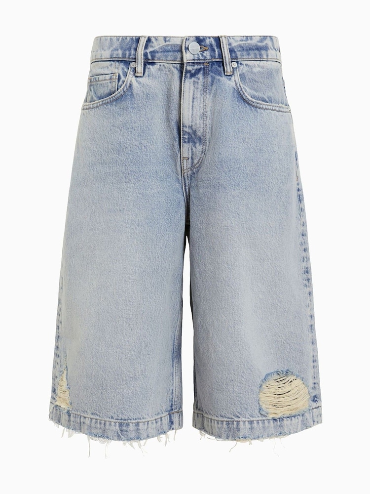AllSaints Blue Louie Long Shorts - Image 8 of 8